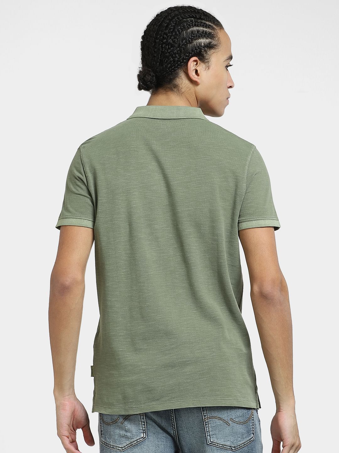 Green Embordered Patch Polo T-shirt - Image 4