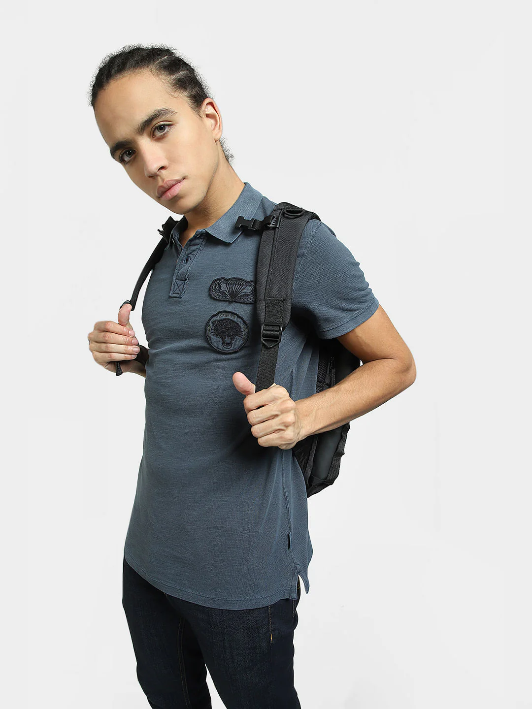 Green Embordered Patch Polo T-shirt