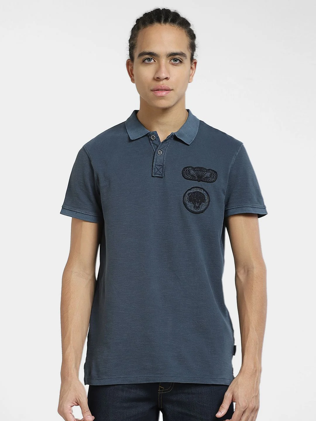 Green Embordered Patch Polo T-shirt - Image 2
