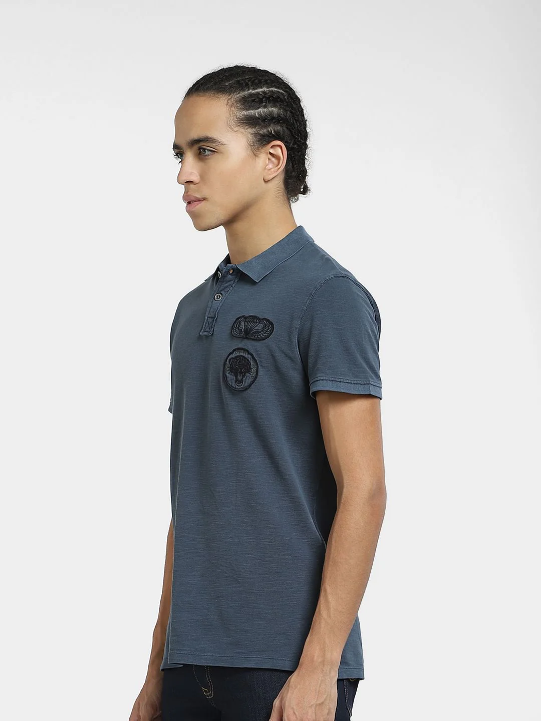 Green Embordered Patch Polo T-shirt - Image 3
