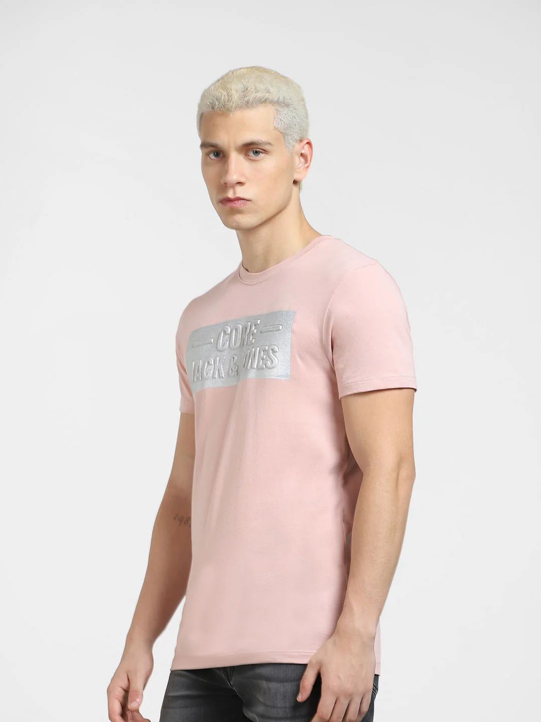 Light Pink Logo Print Crew Neck T-shirt - Image 3