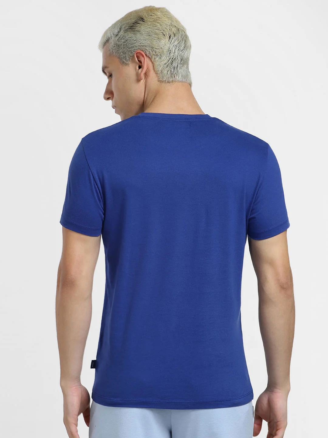 Dark Blue Graphic Print Crew Neck T-shirt - Image 4