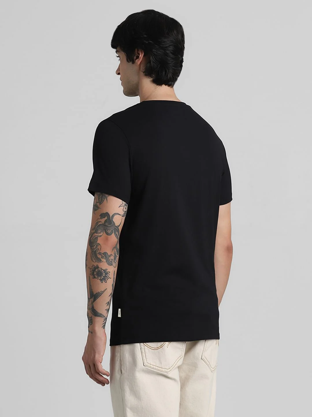 JACK&JONES X KUTCH BLACK PATCHWORK DETAIL T-SHIRT - Image 4
