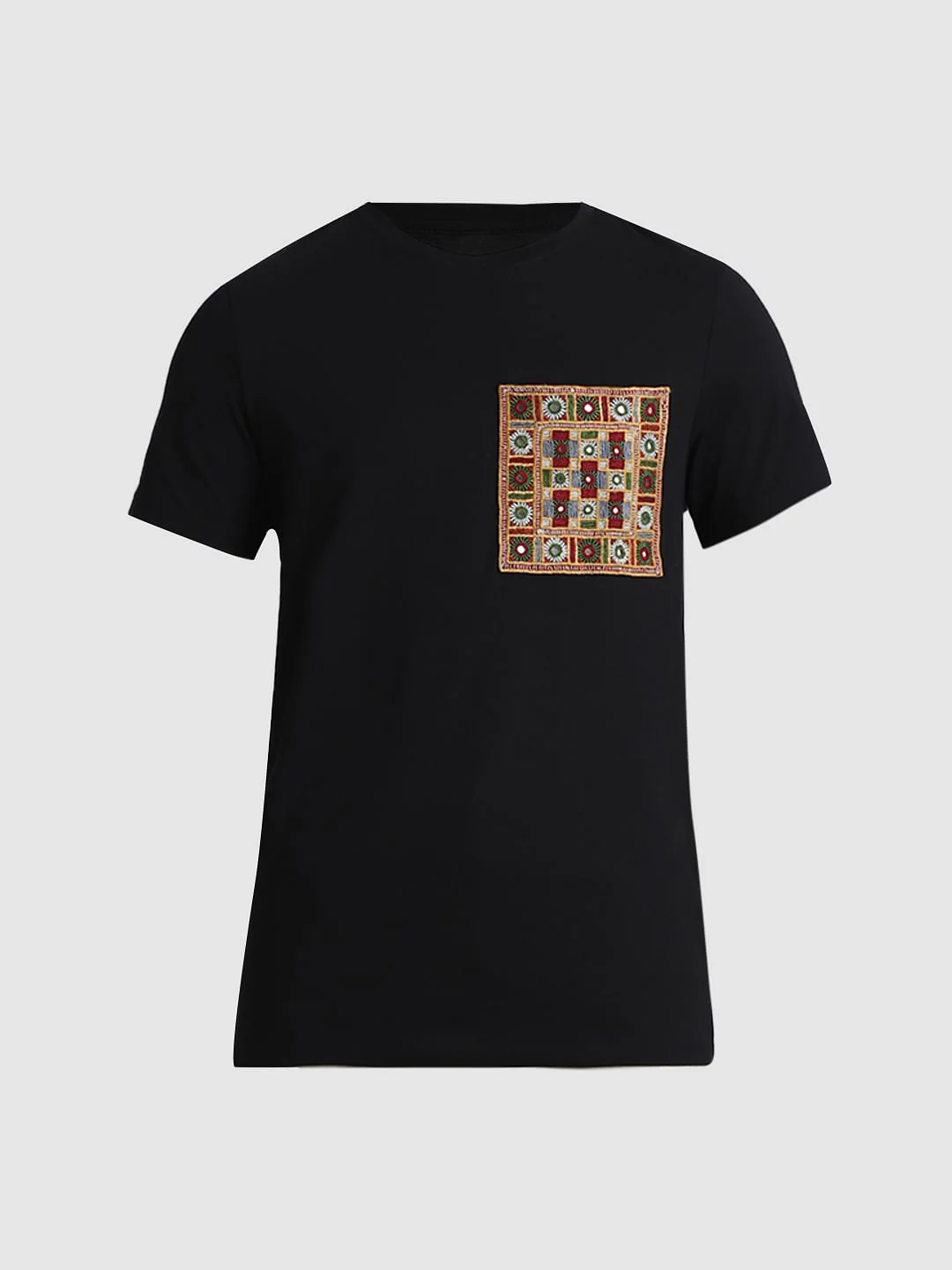 JACK&JONES X KUTCH BLACK PATCHWORK DETAIL T-SHIRT - Image 8