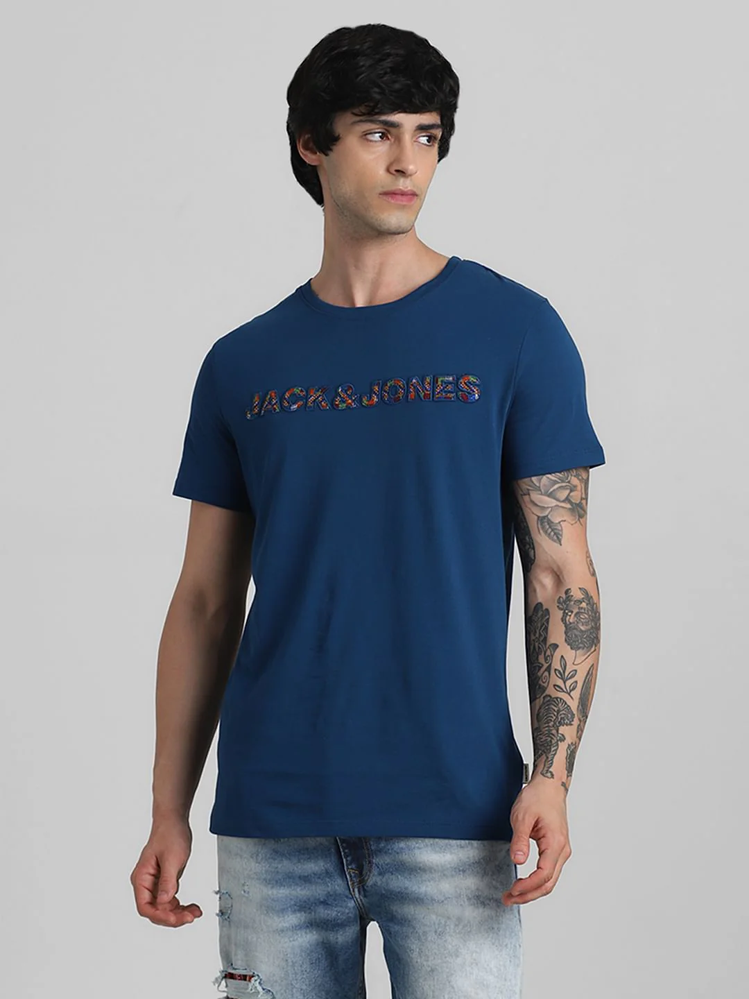 JACK&JONES X KUTCH BLUE EMBROIDERED SLIM FIT T-SHIRT - Image 2
