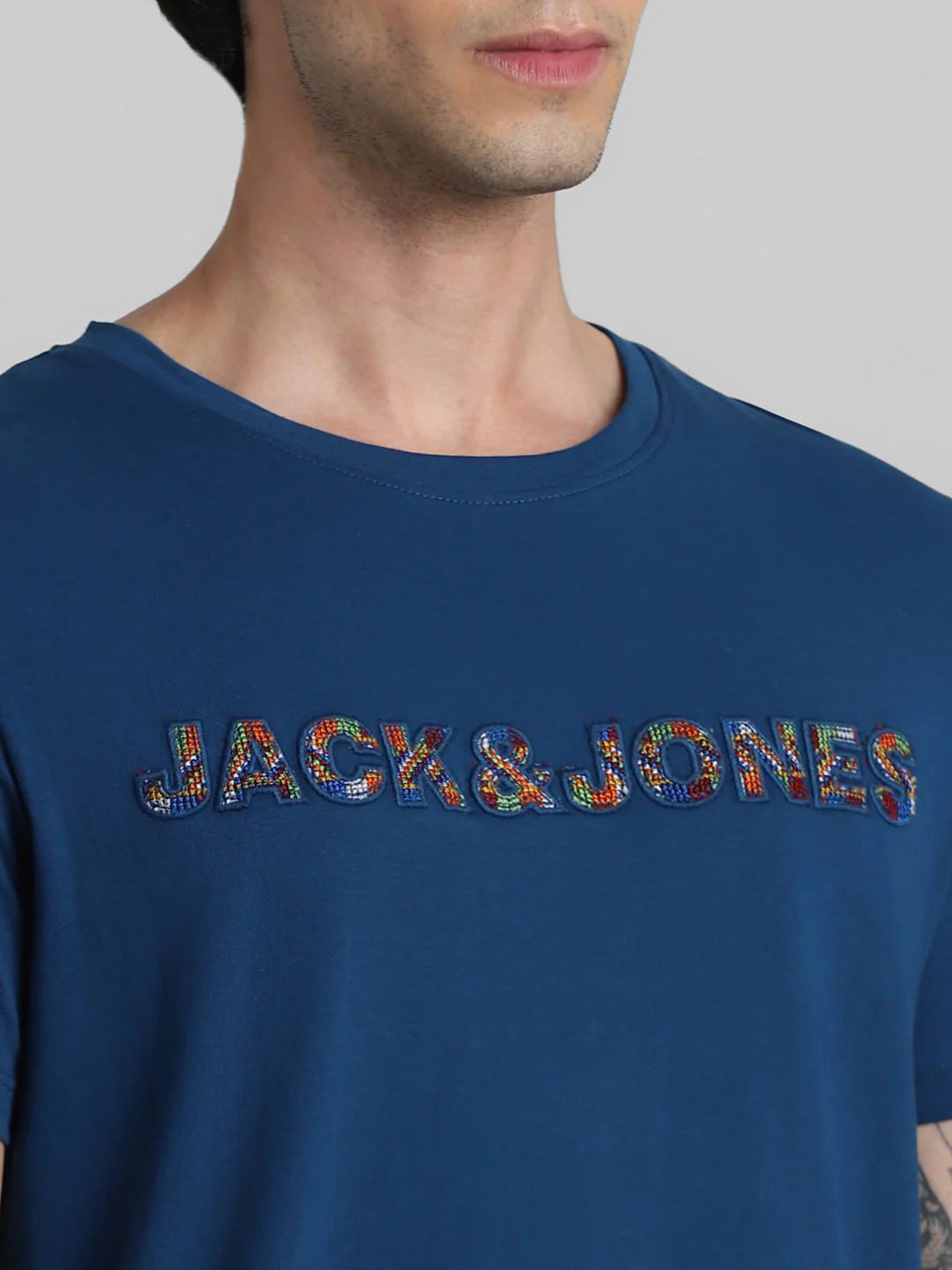 JACK&JONES X KUTCH BLUE EMBROIDERED SLIM FIT T-SHIRT - Image 5