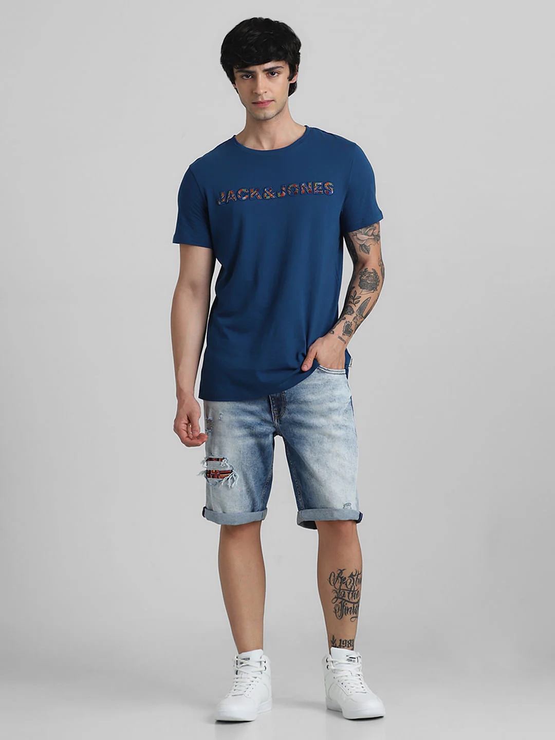 JACK&JONES X KUTCH BLUE EMBROIDERED SLIM FIT T-SHIRT - Image 6