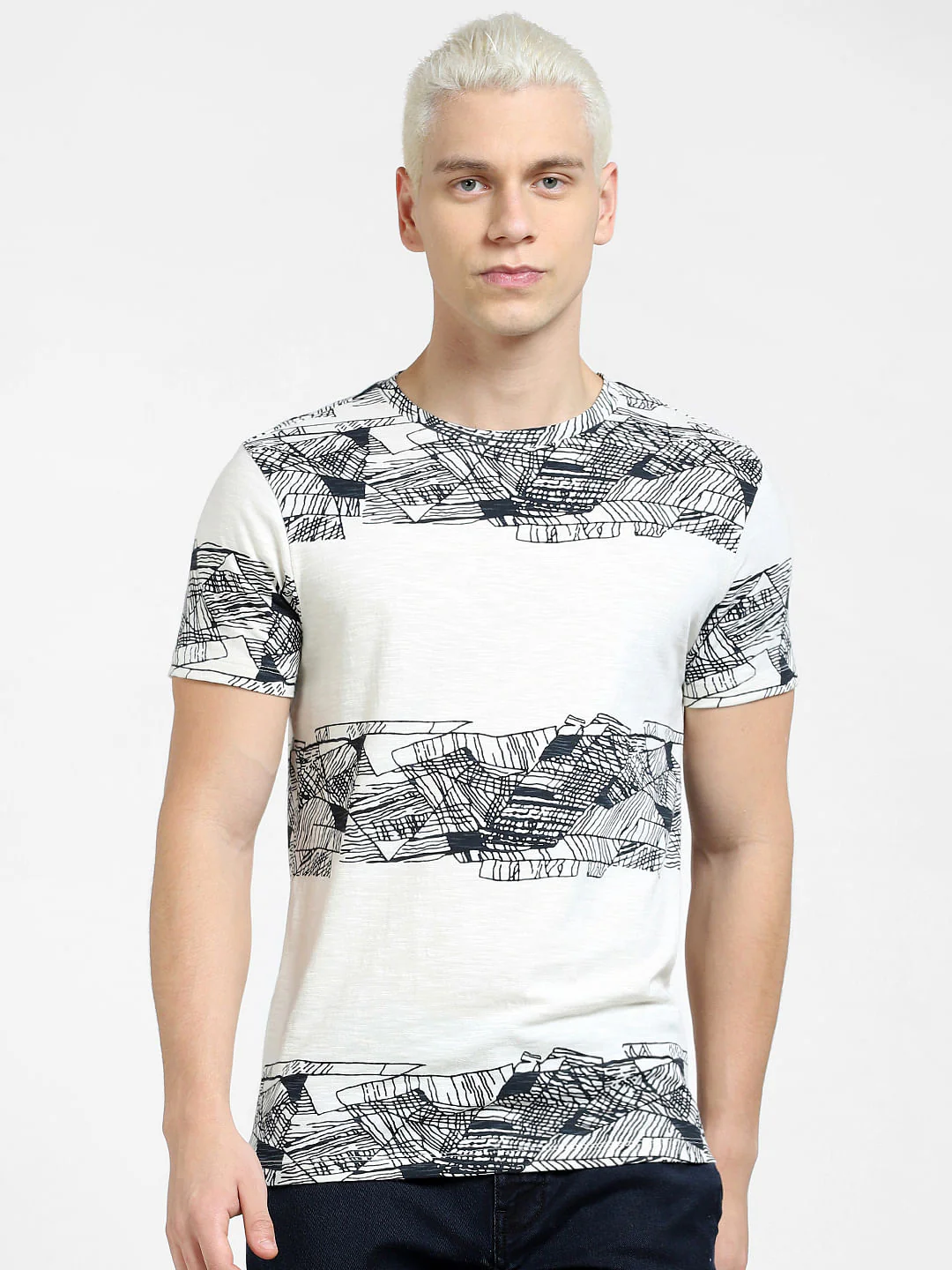 White Printed Crew Neck T-shirt - Image 2