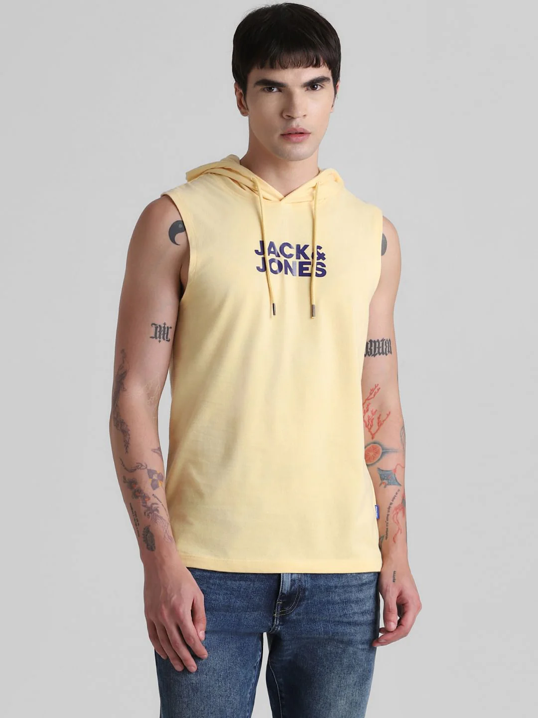 Beige Logo Print Hooded Vest - Image 2