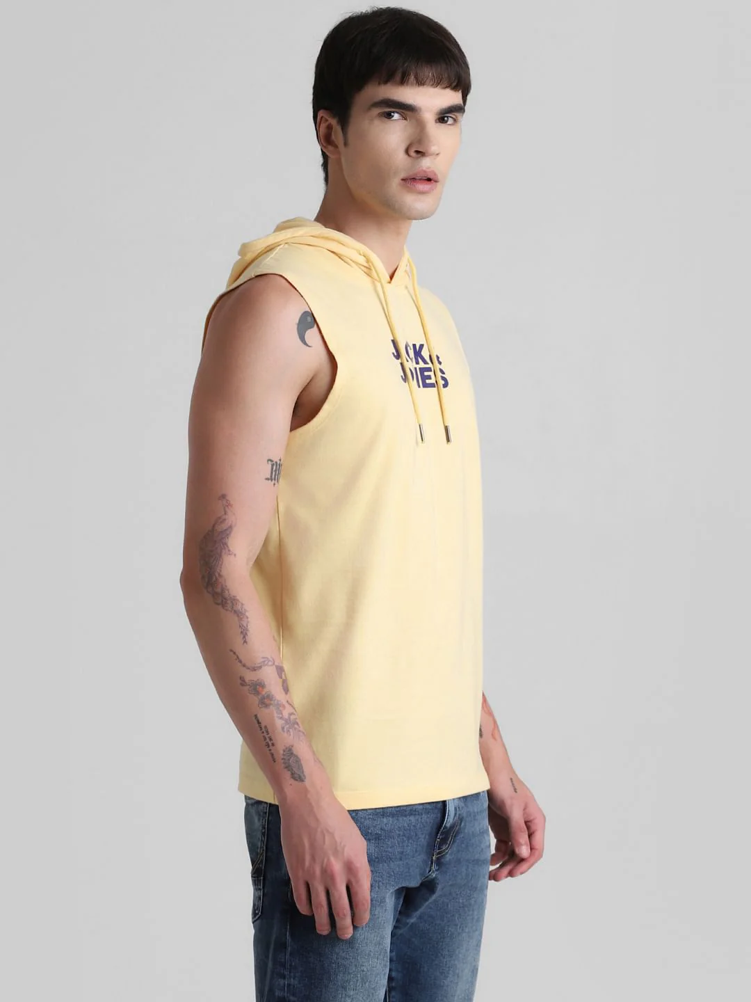Beige Logo Print Hooded Vest - Image 3