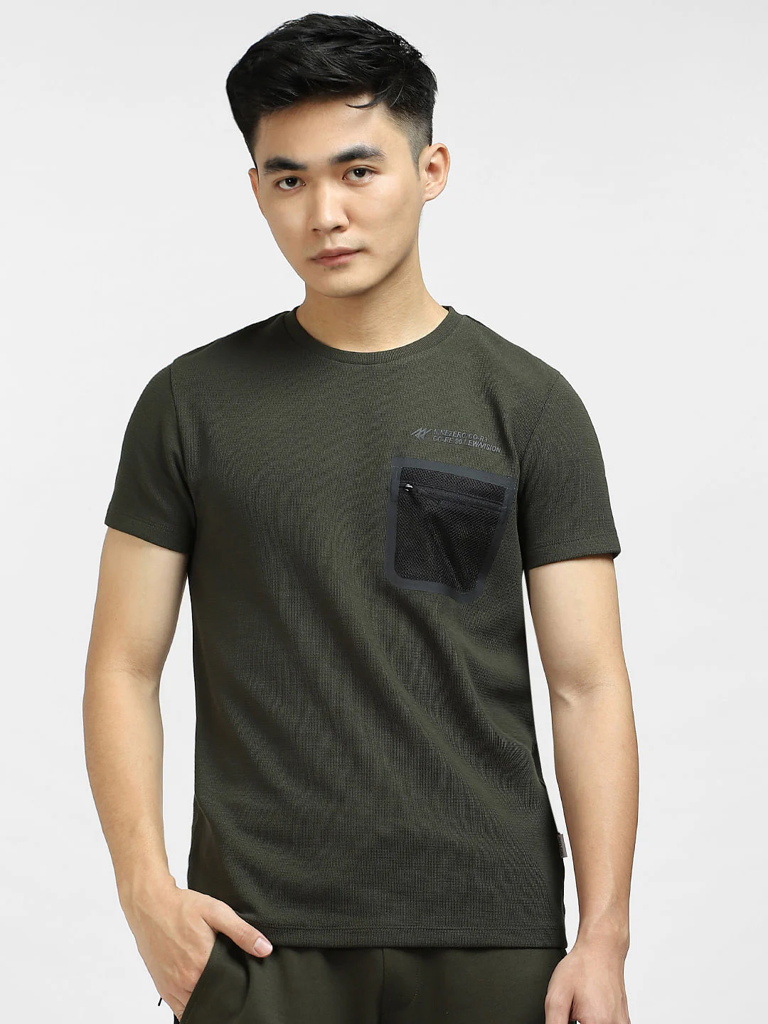 Dark Green Zipped Pocket T-shirt - Image 2