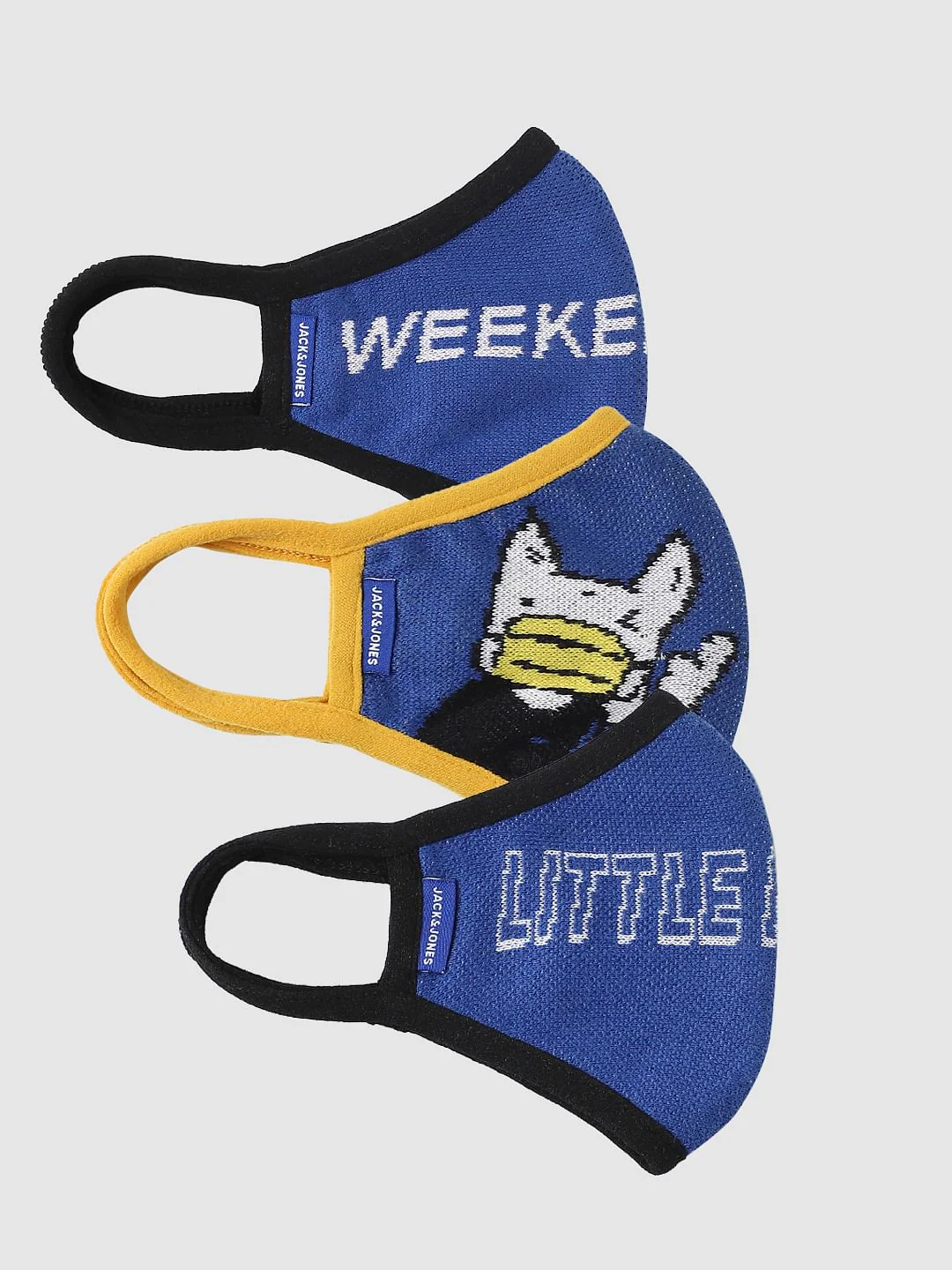 BOYS Blue Graphic Print Knit Mask - Pack of 3