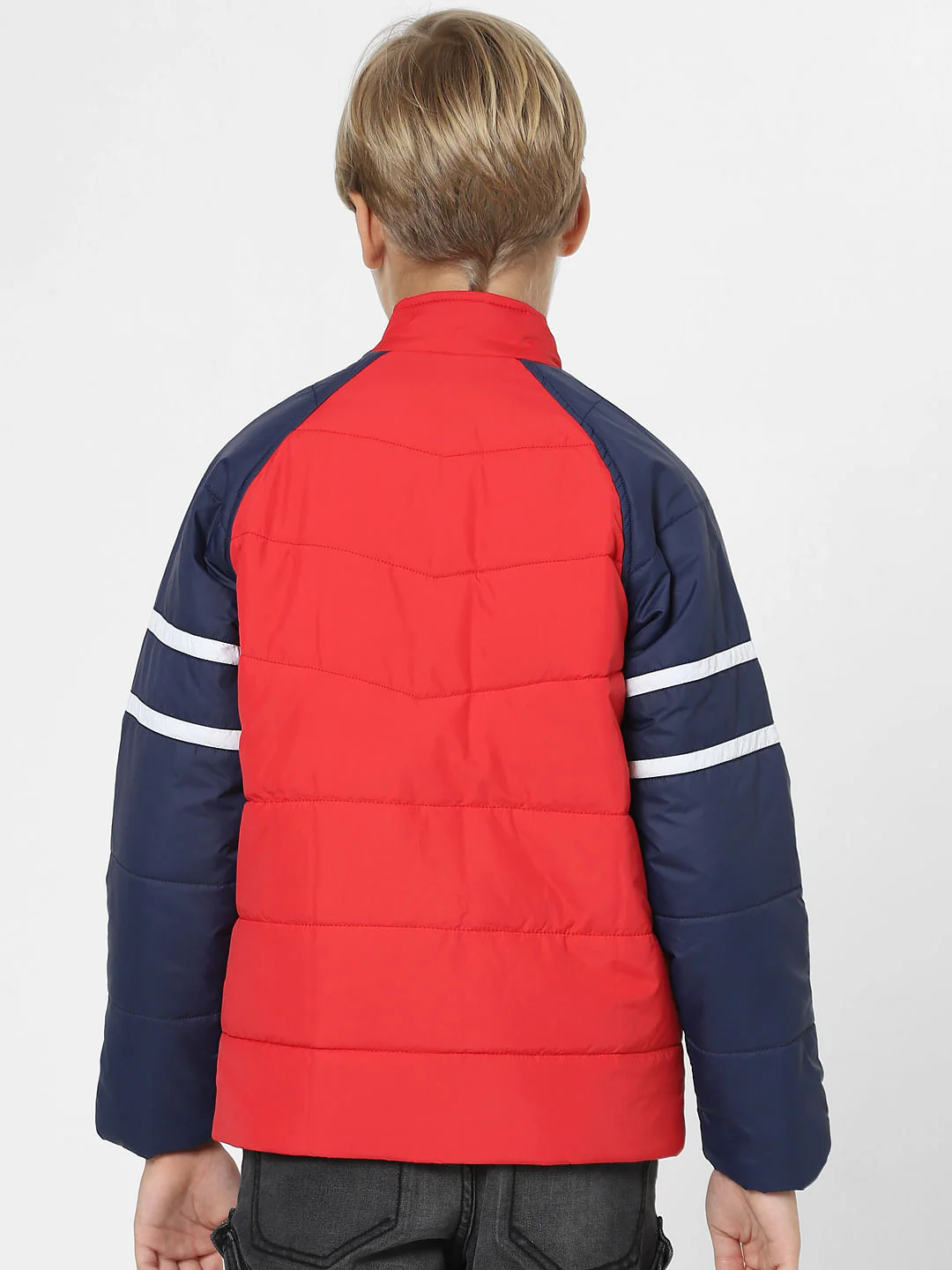 Boys Red Colourblocked Jacket - Image 4
