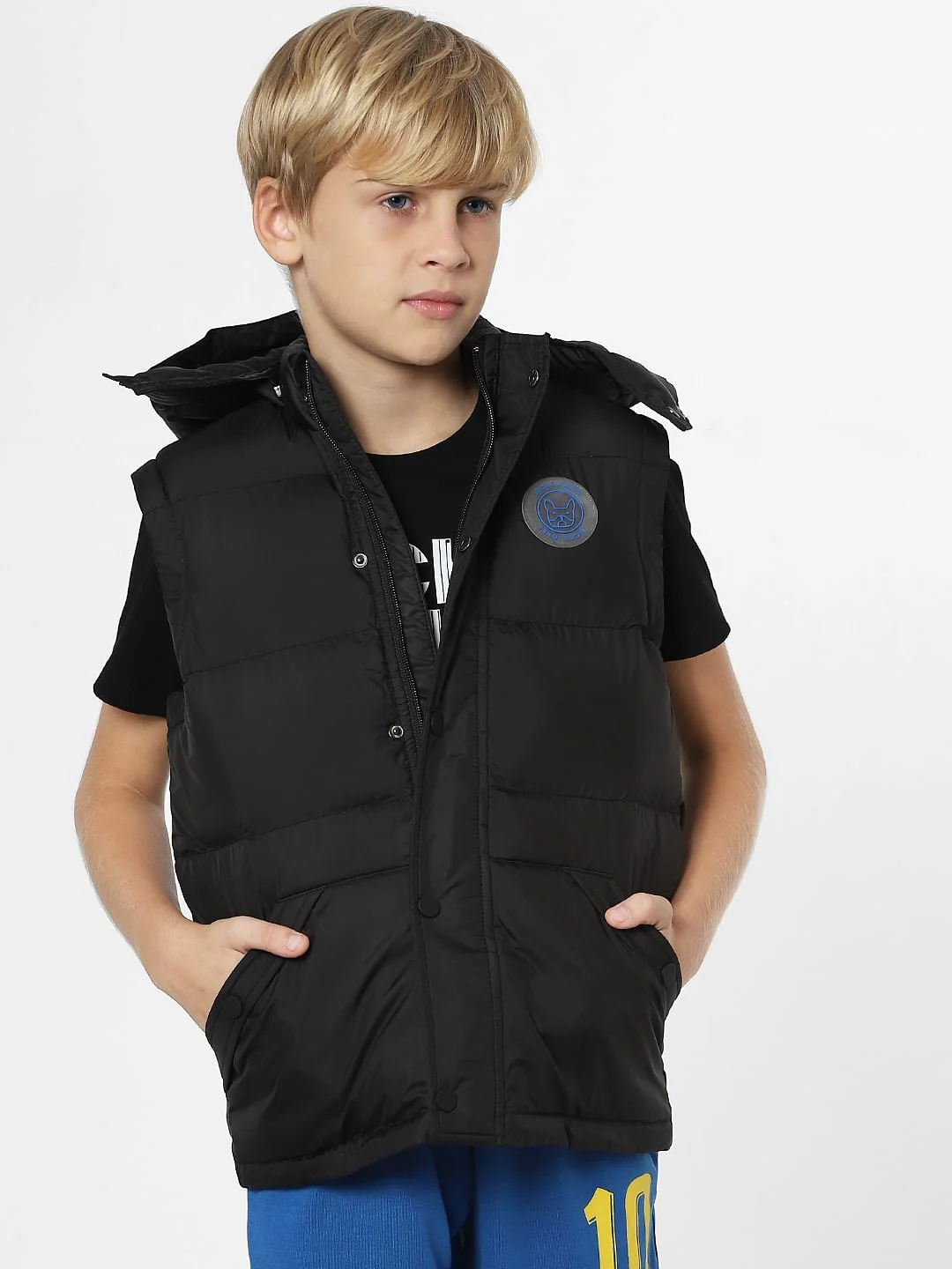 Boys Black Puffer Vest - Image 2