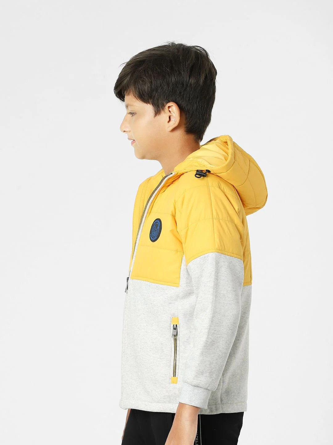 Yellow Colourblocked Hooded Jacket - Image 3