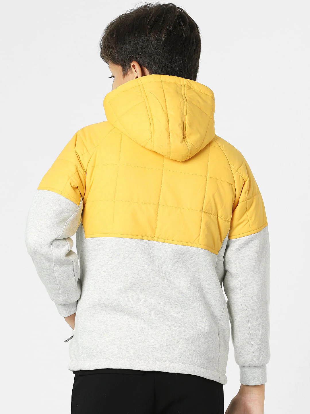 Yellow Colourblocked Hooded Jacket - Image 4