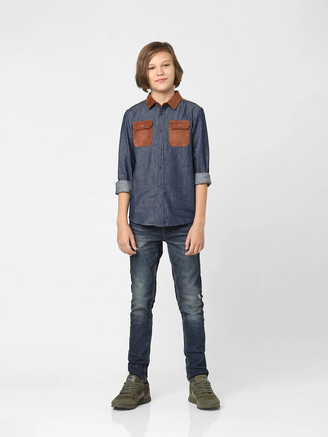 Boys Blue Colourblocked Full Sleeves Shirt - Image 6