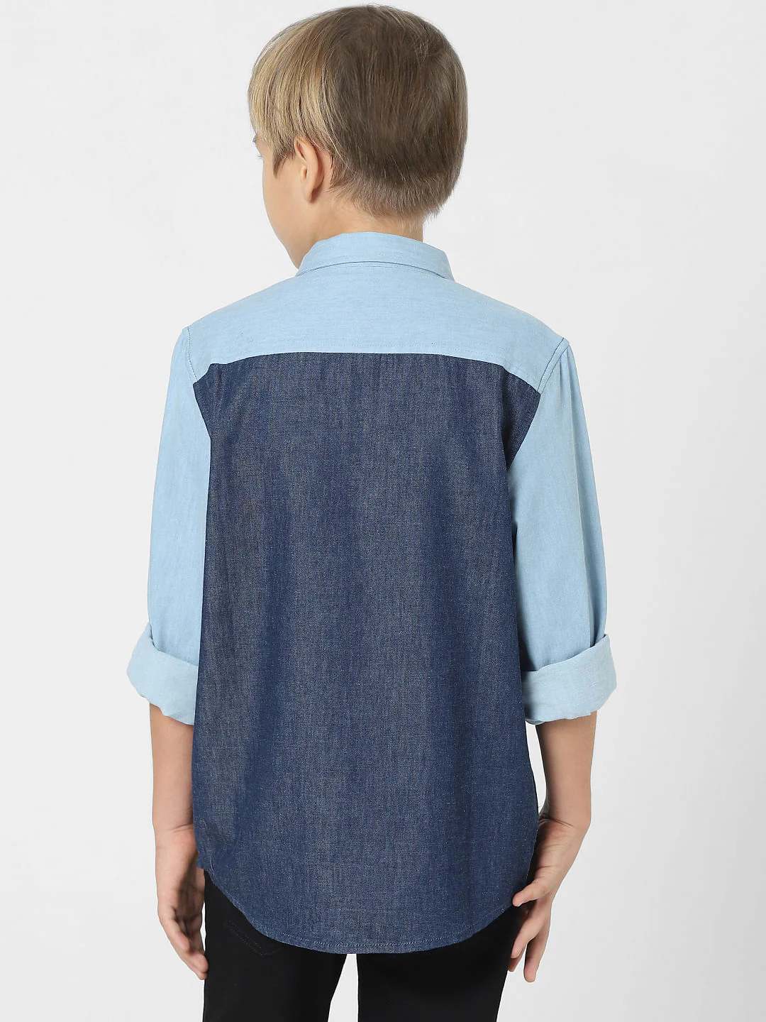 Boys Blue Colourblocked Denim Shirt - Image 4