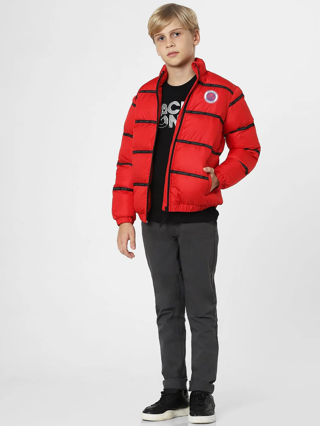 Boys Red Puffer Jacket - Image 6