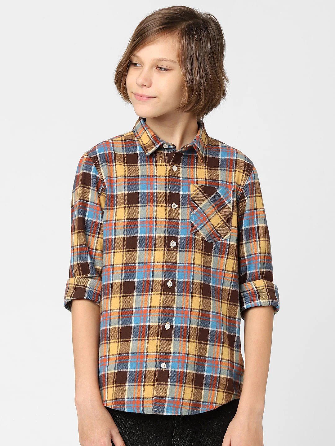 Boys Yellow Check Full Sleeves Shirt - Image 2