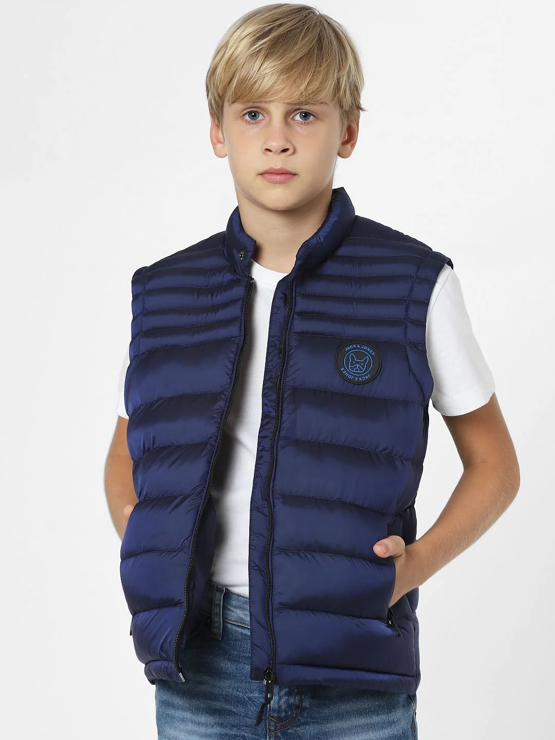 Boys Navy Blue Puffer Jacket - Image 2