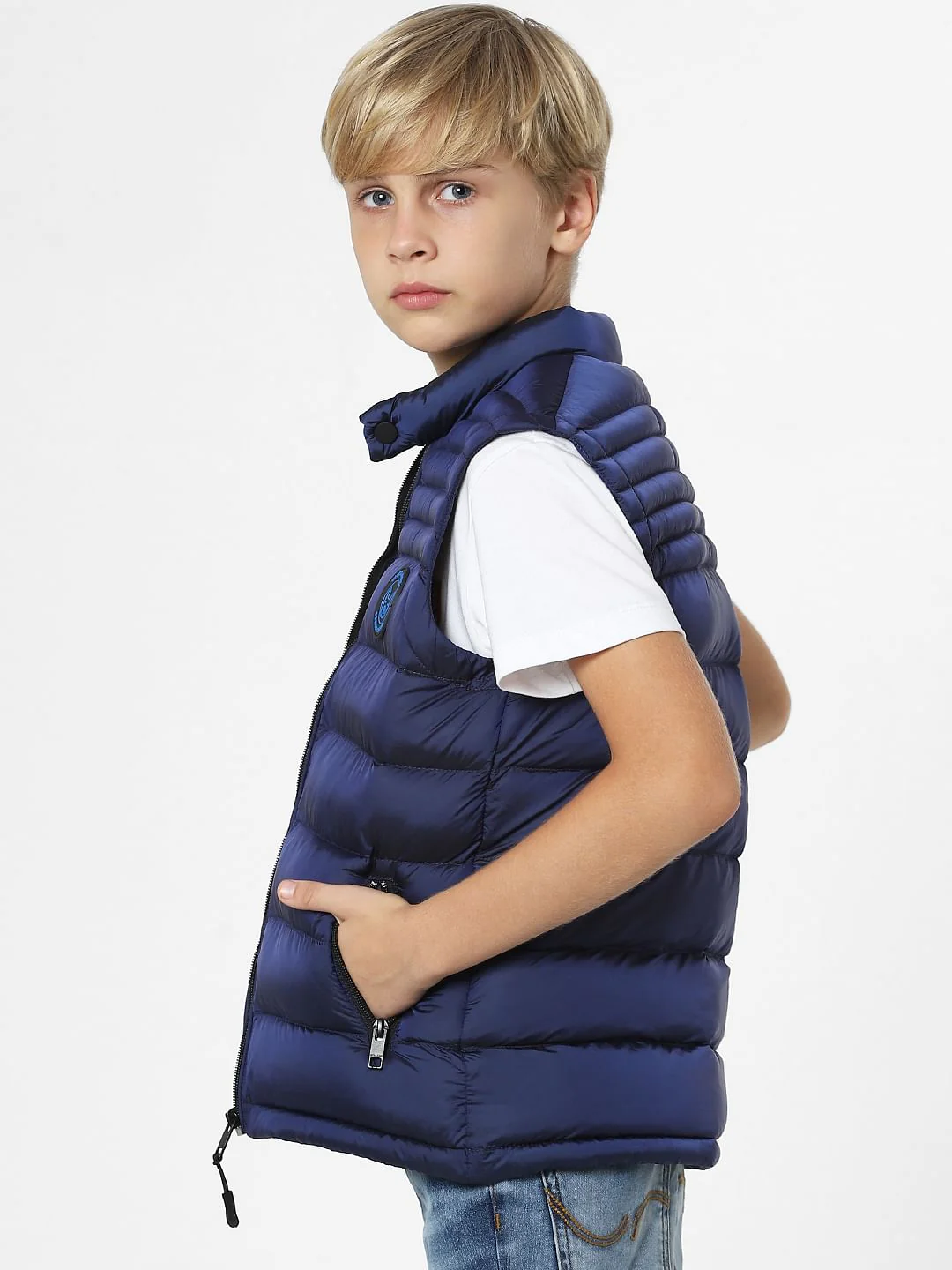Boys Navy Blue Puffer Jacket - Image 3