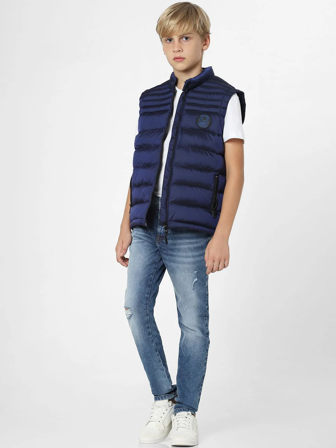 Boys Navy Blue Puffer Jacket - Image 6