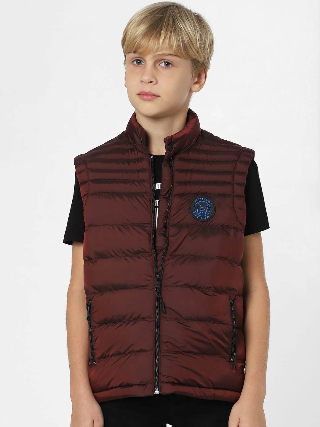 Boys Dark Red Puffer Jacket - Image 2