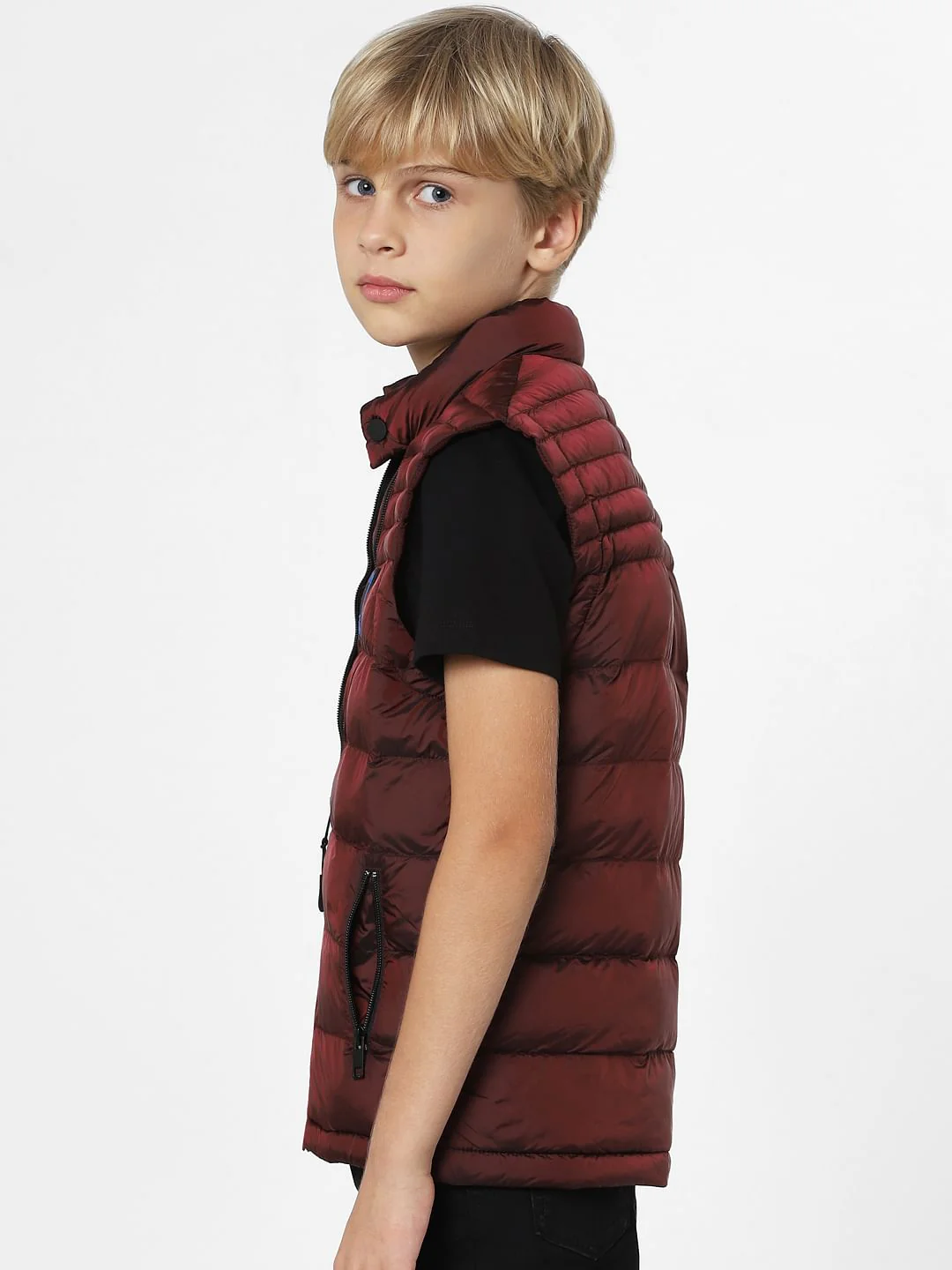Boys Dark Red Puffer Jacket - Image 3