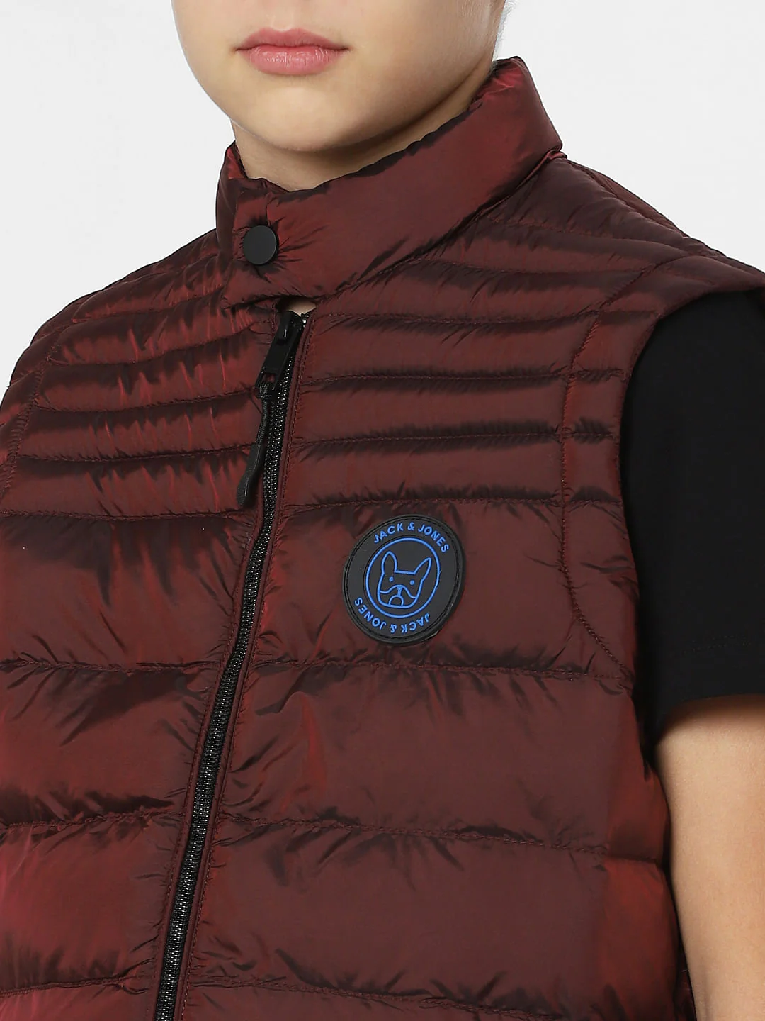 Boys Dark Red Puffer Jacket - Image 5
