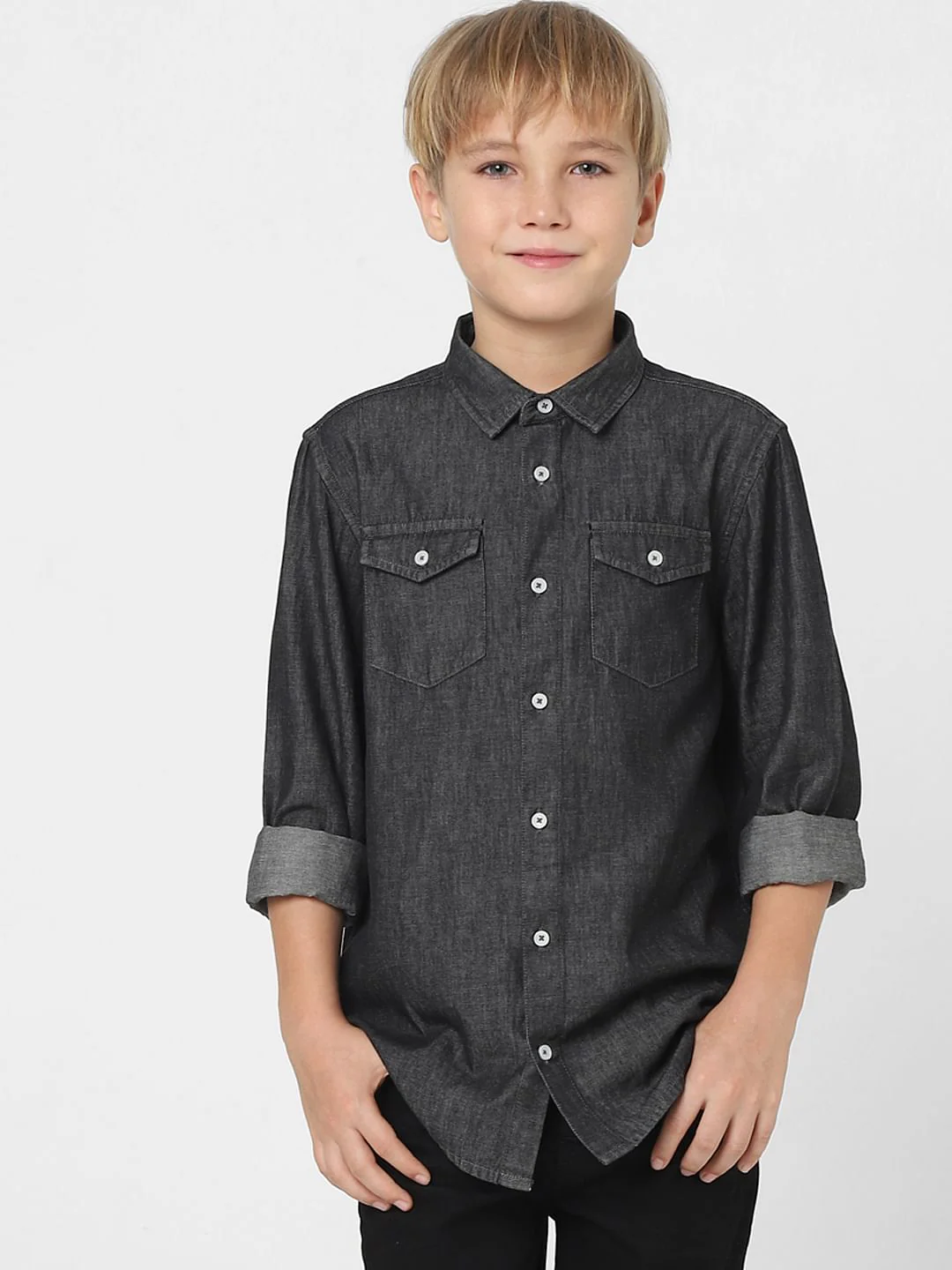 BOYS Black Denim Full Sleeves Shirt - Image 2