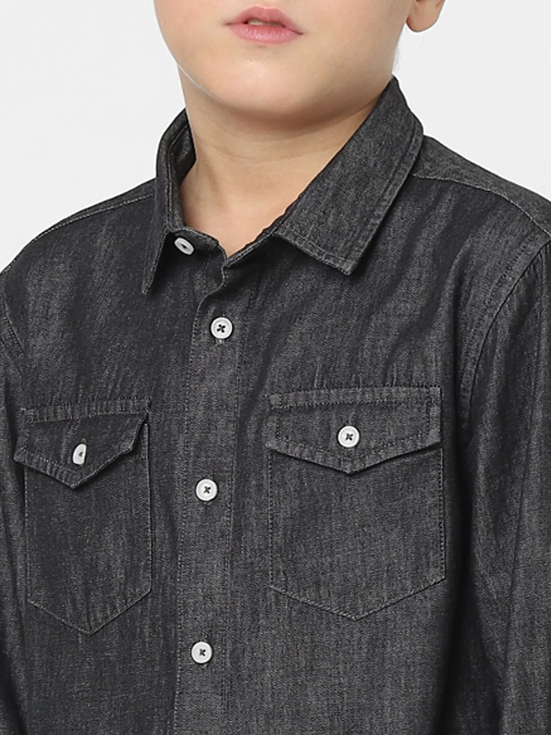 BOYS Black Denim Full Sleeves Shirt - Image 5