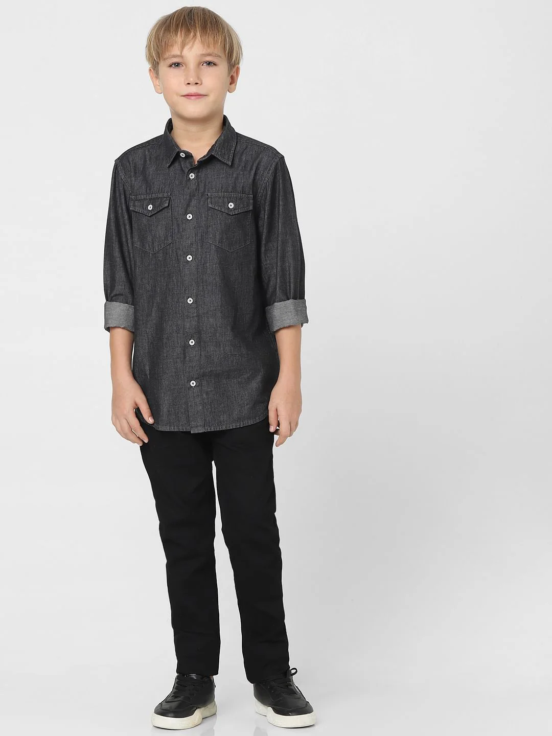 BOYS Black Denim Full Sleeves Shirt - Image 6