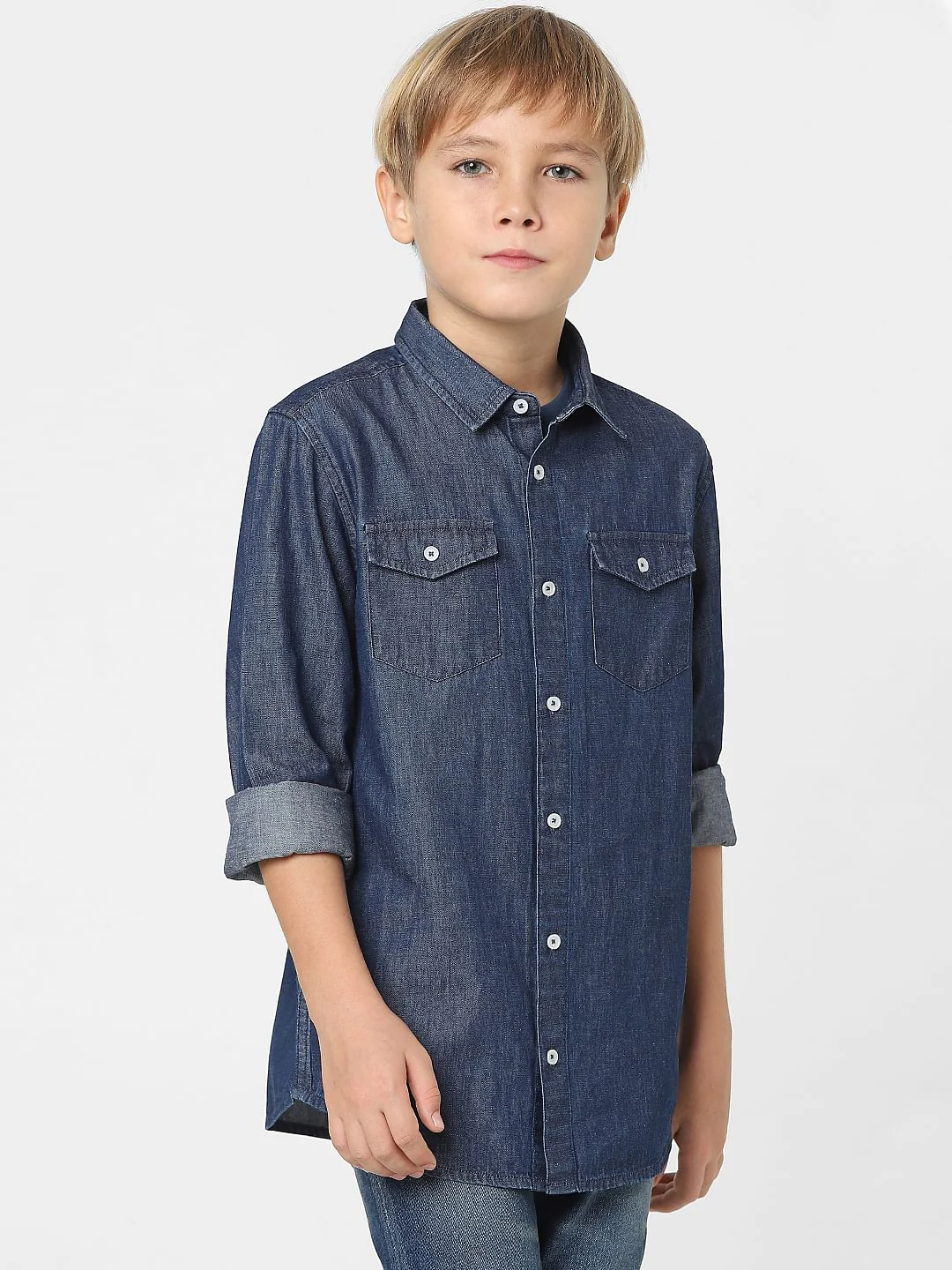 Boys Blue Denim Full Sleeves Shirt - Image 2