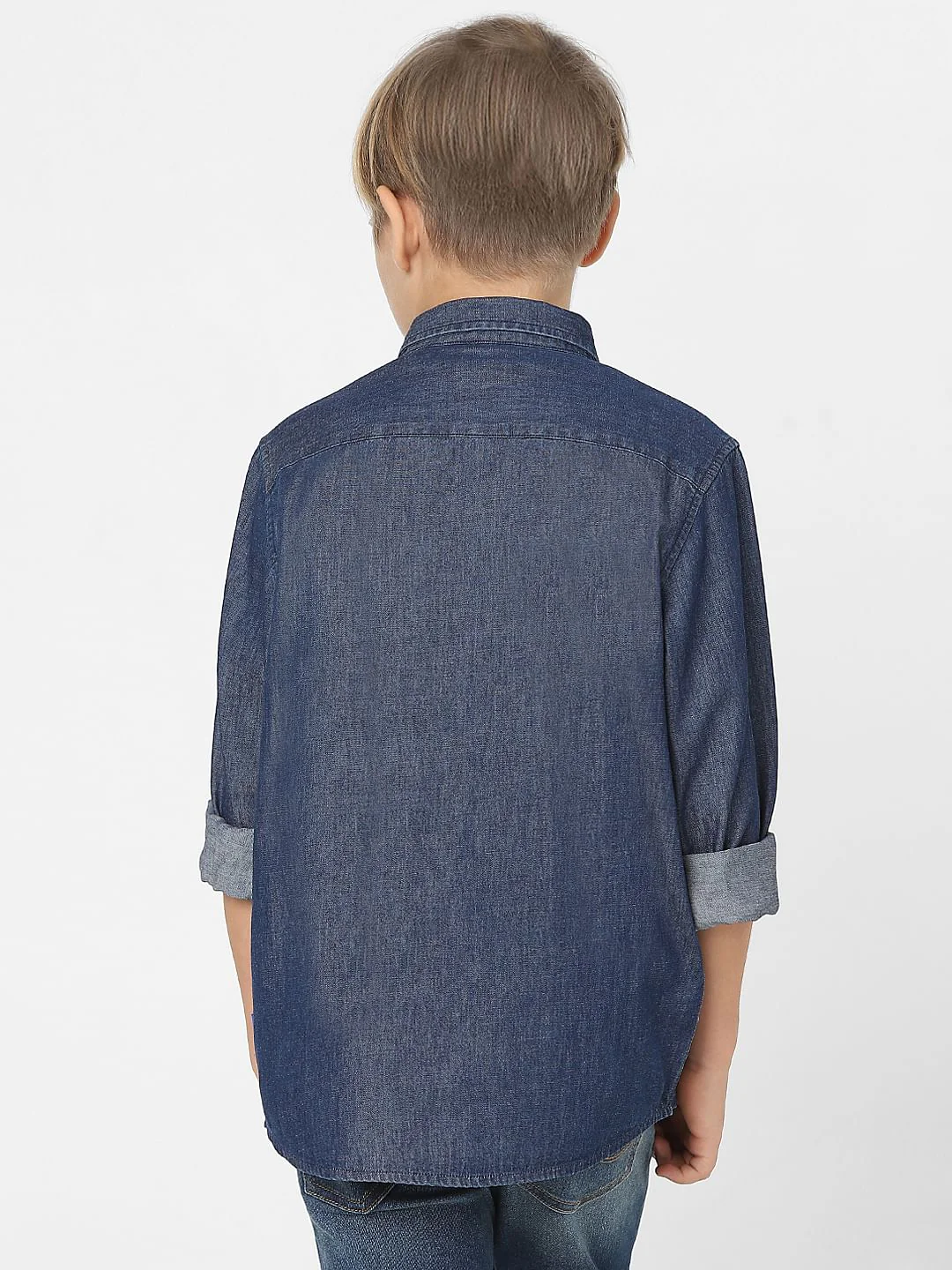 Boys Blue Denim Full Sleeves Shirt - Image 4
