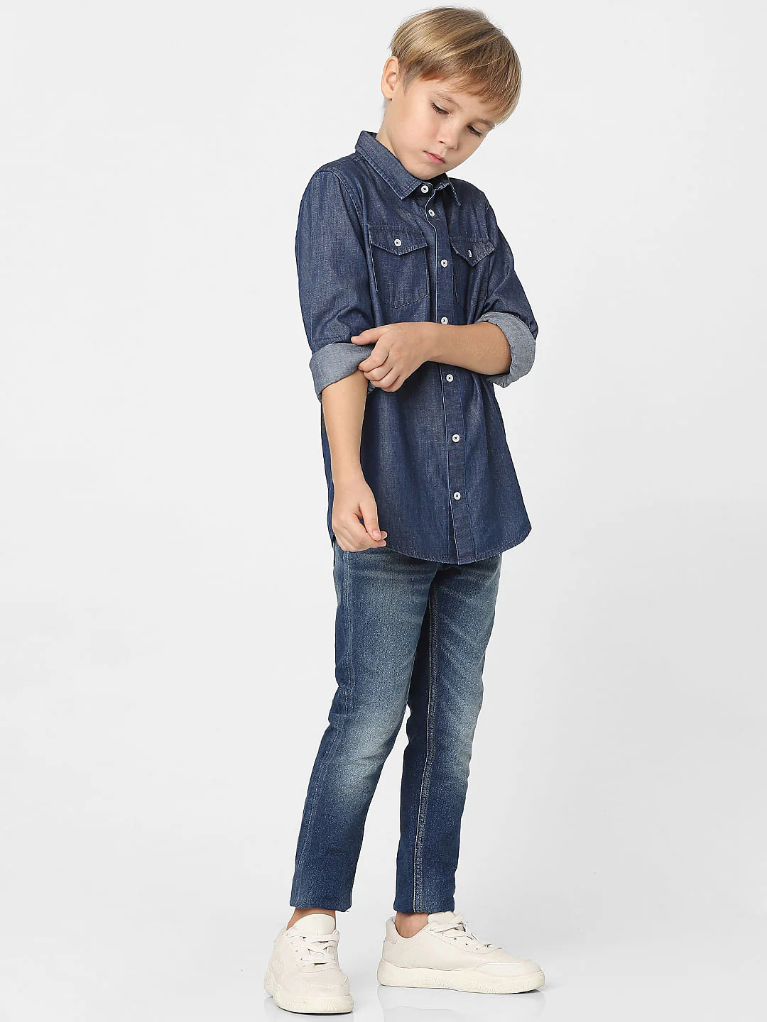 Boys Blue Denim Full Sleeves Shirt - Image 6