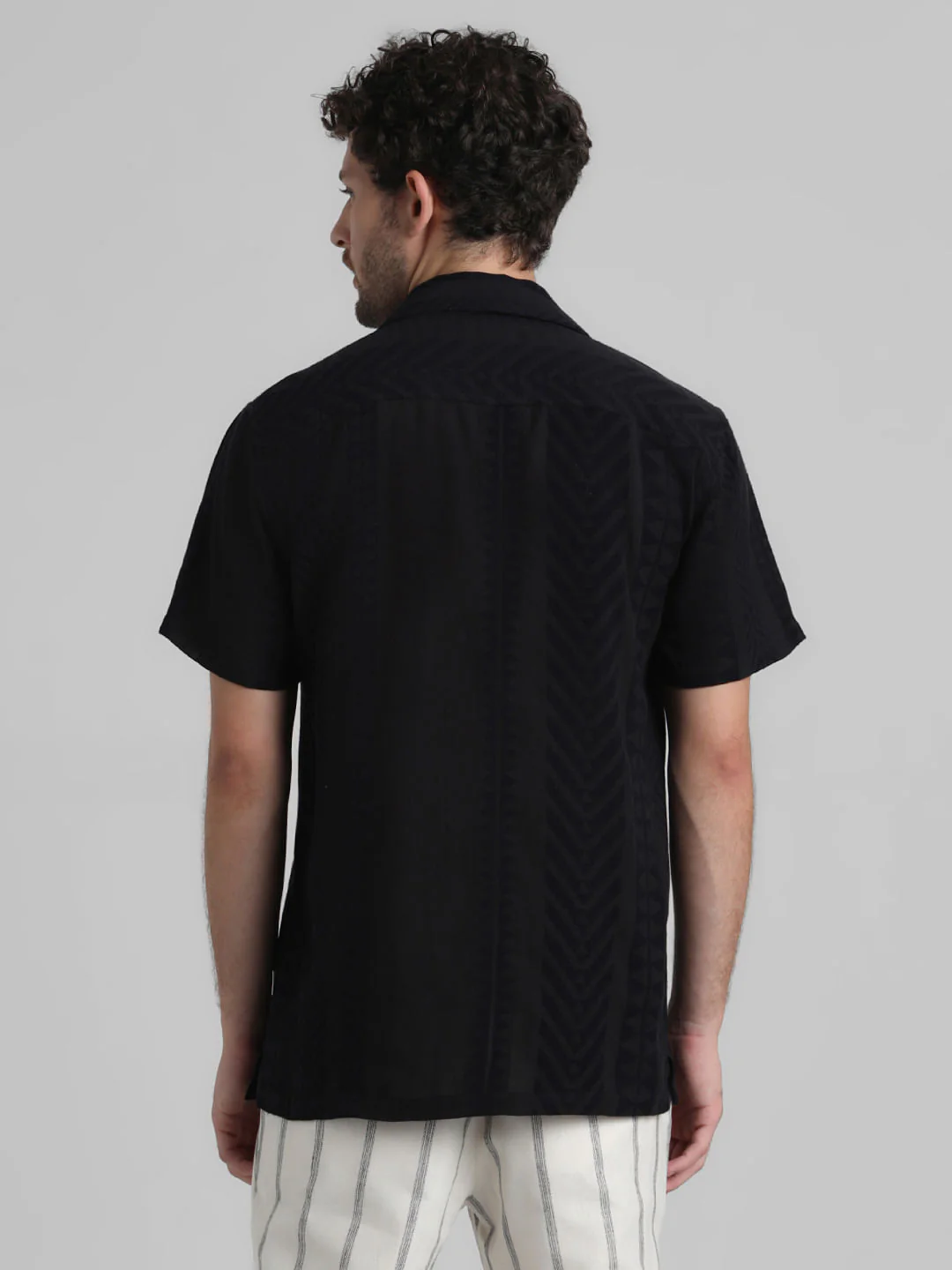 Black Printed Short Sleeves Shirt - Image 4