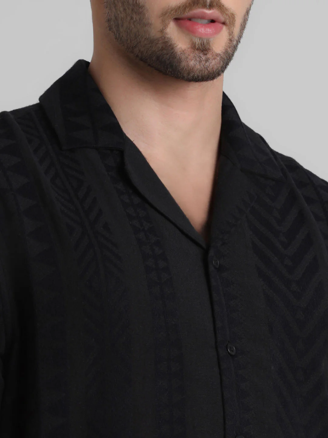 Black Printed Short Sleeves Shirt - Image 5