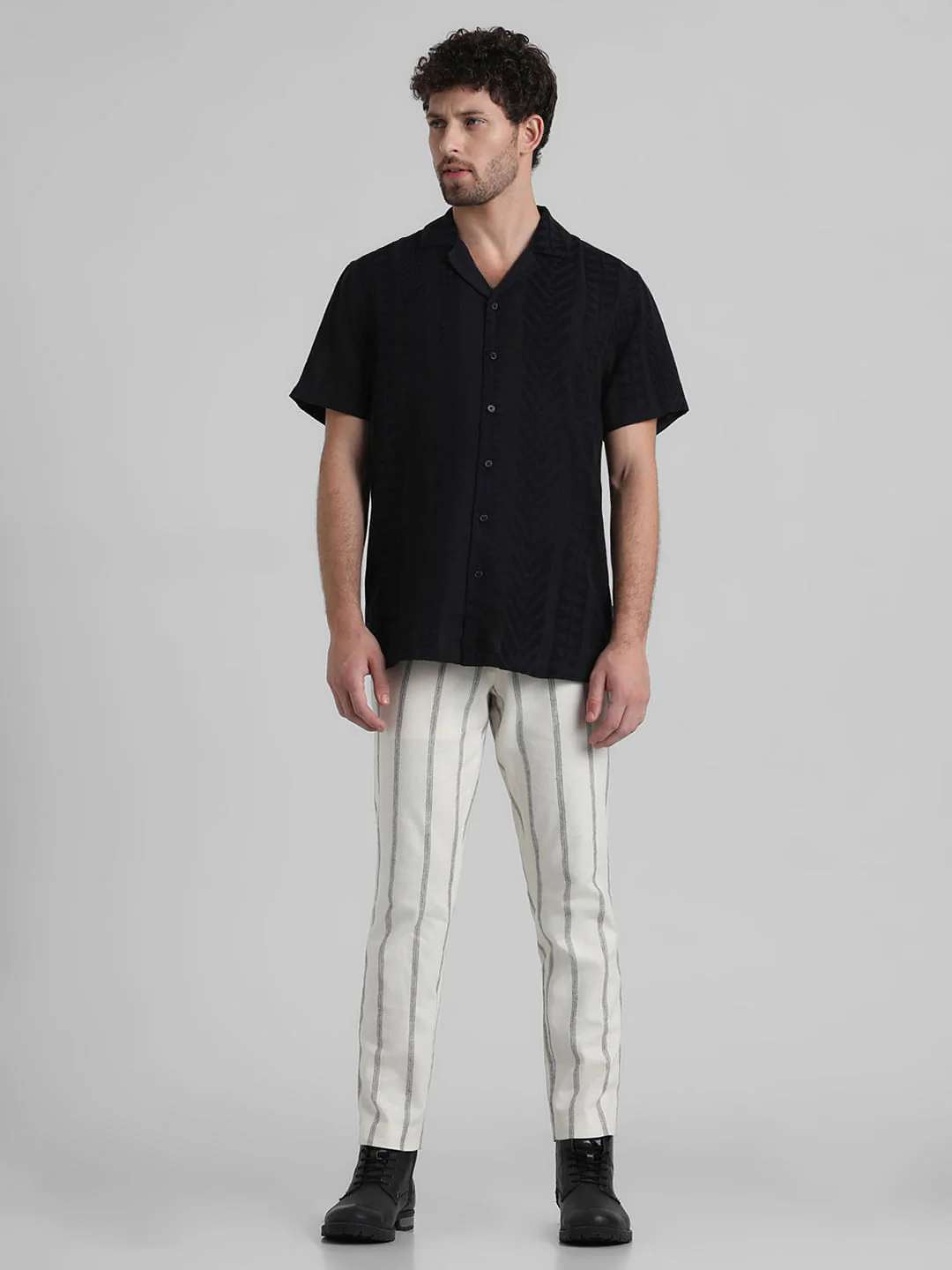 Black Printed Short Sleeves Shirt - Image 6