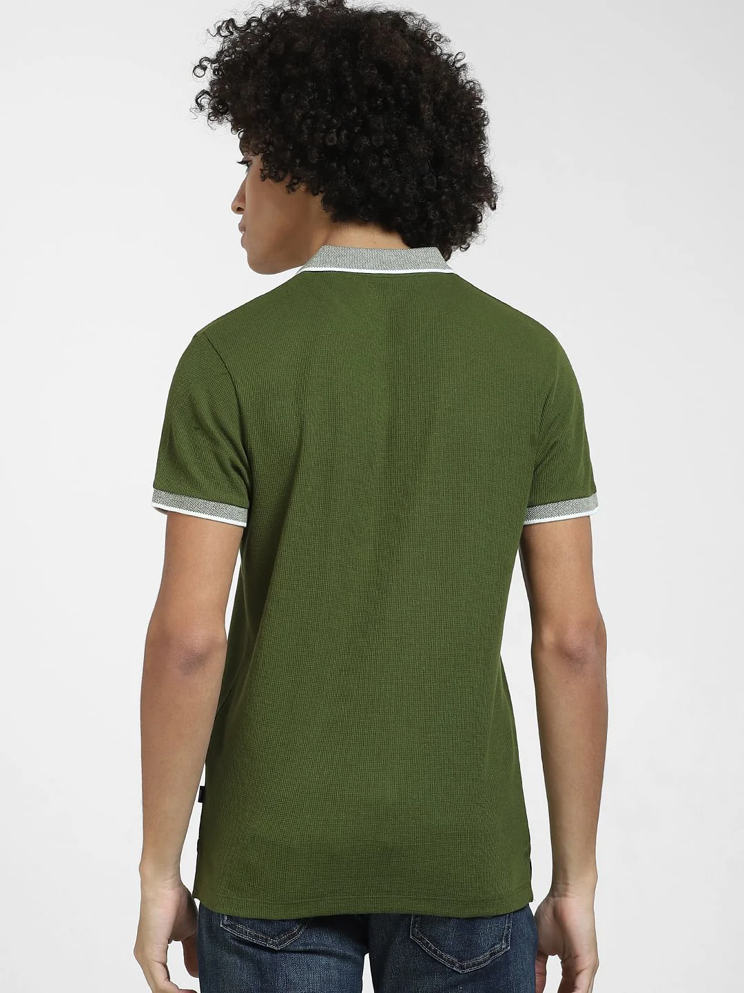 Green Contrast Collar Polo T-shirt - Image 4