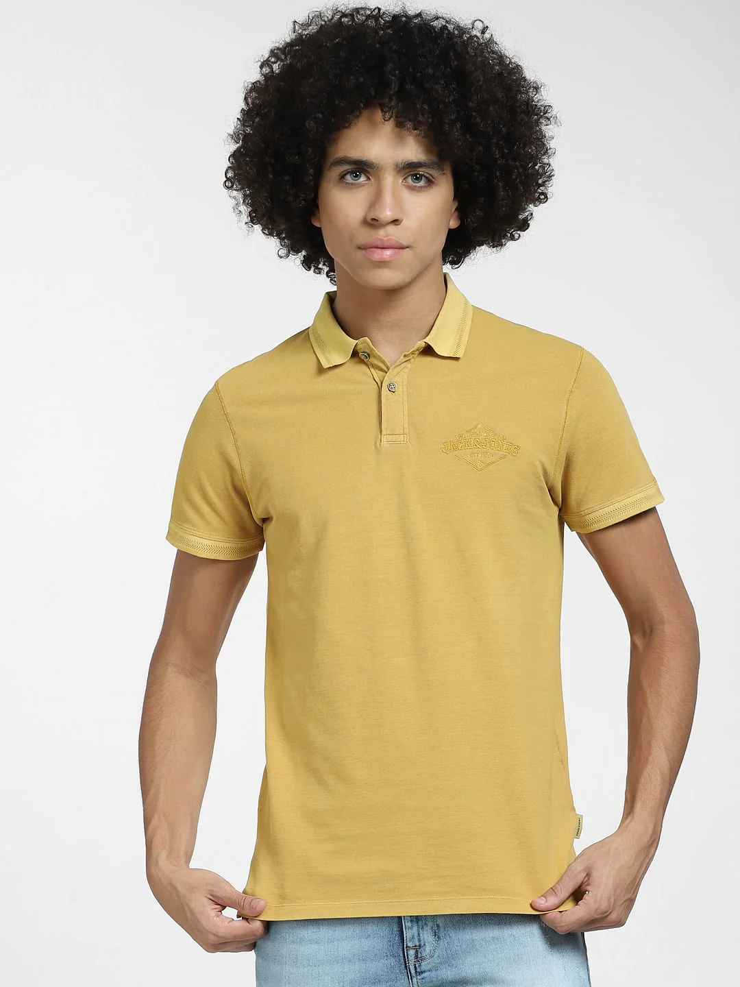 Yellow Cotton Polo T-shirt - Image 2
