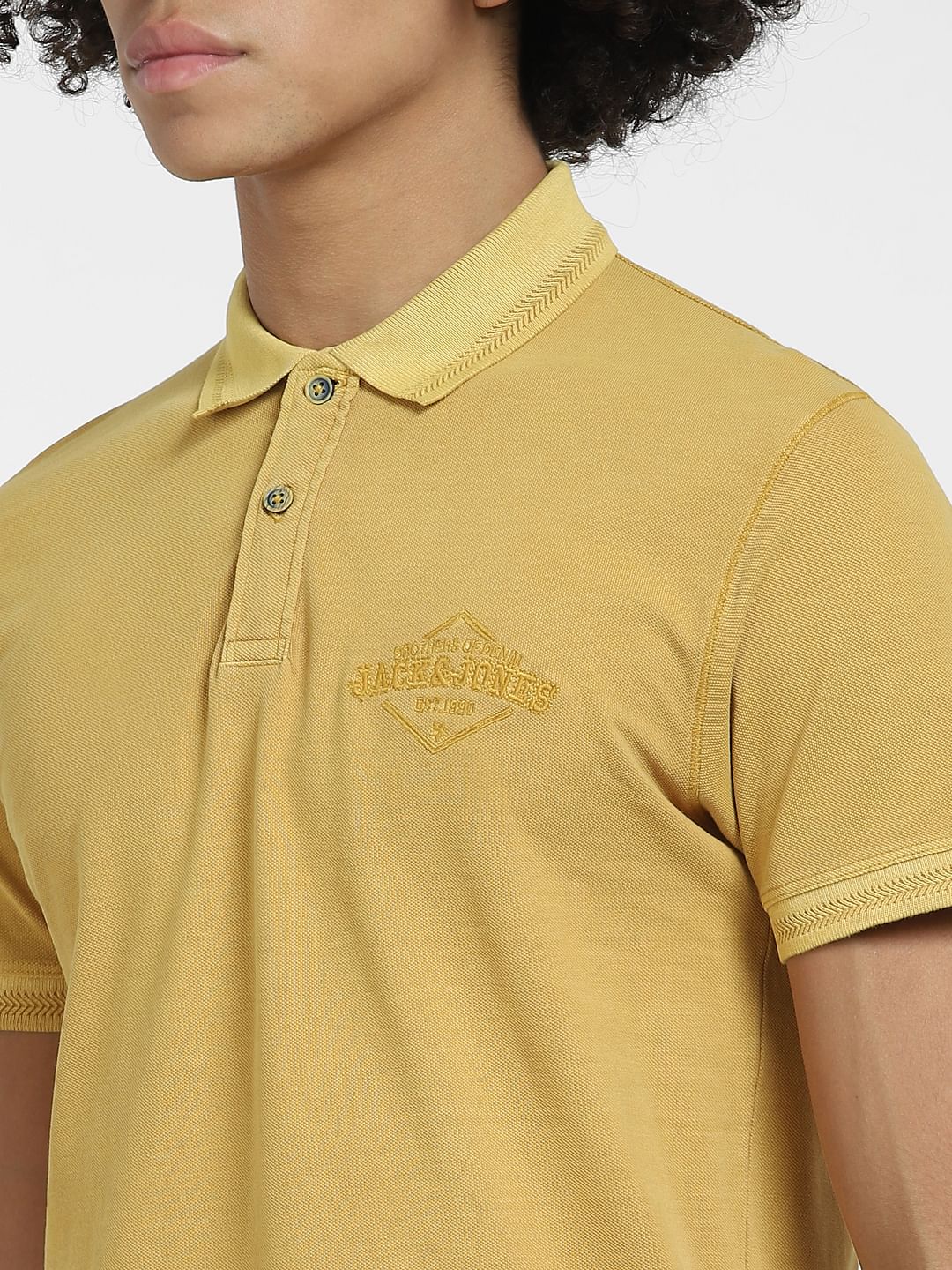 Yellow Cotton Polo T-shirt - Image 5