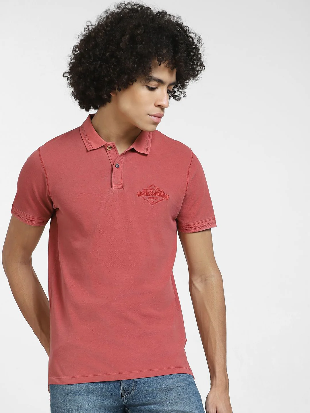 Red Cotton Polo T-shirt - Image 2