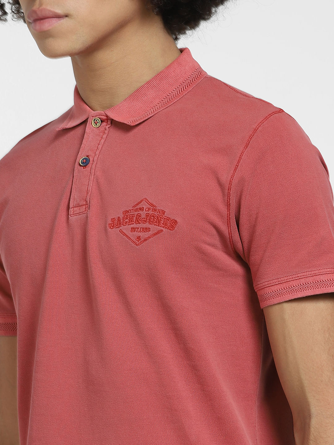 Red Cotton Polo T-shirt - Image 5