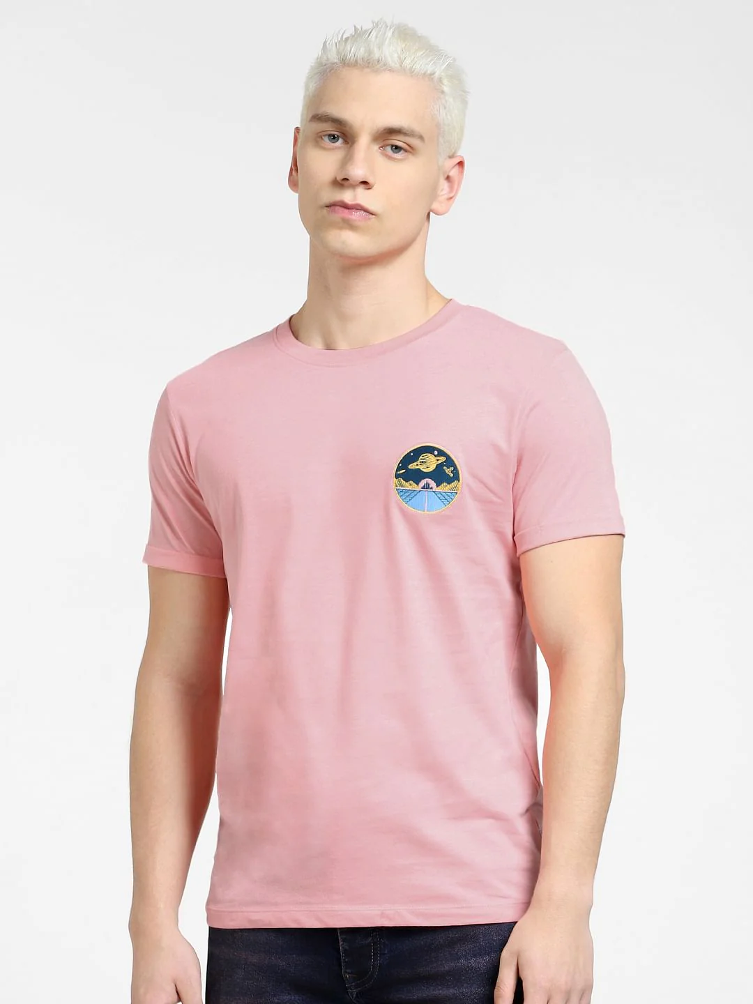 Pink Graphic Print Crew Neck T-shirt - Image 2