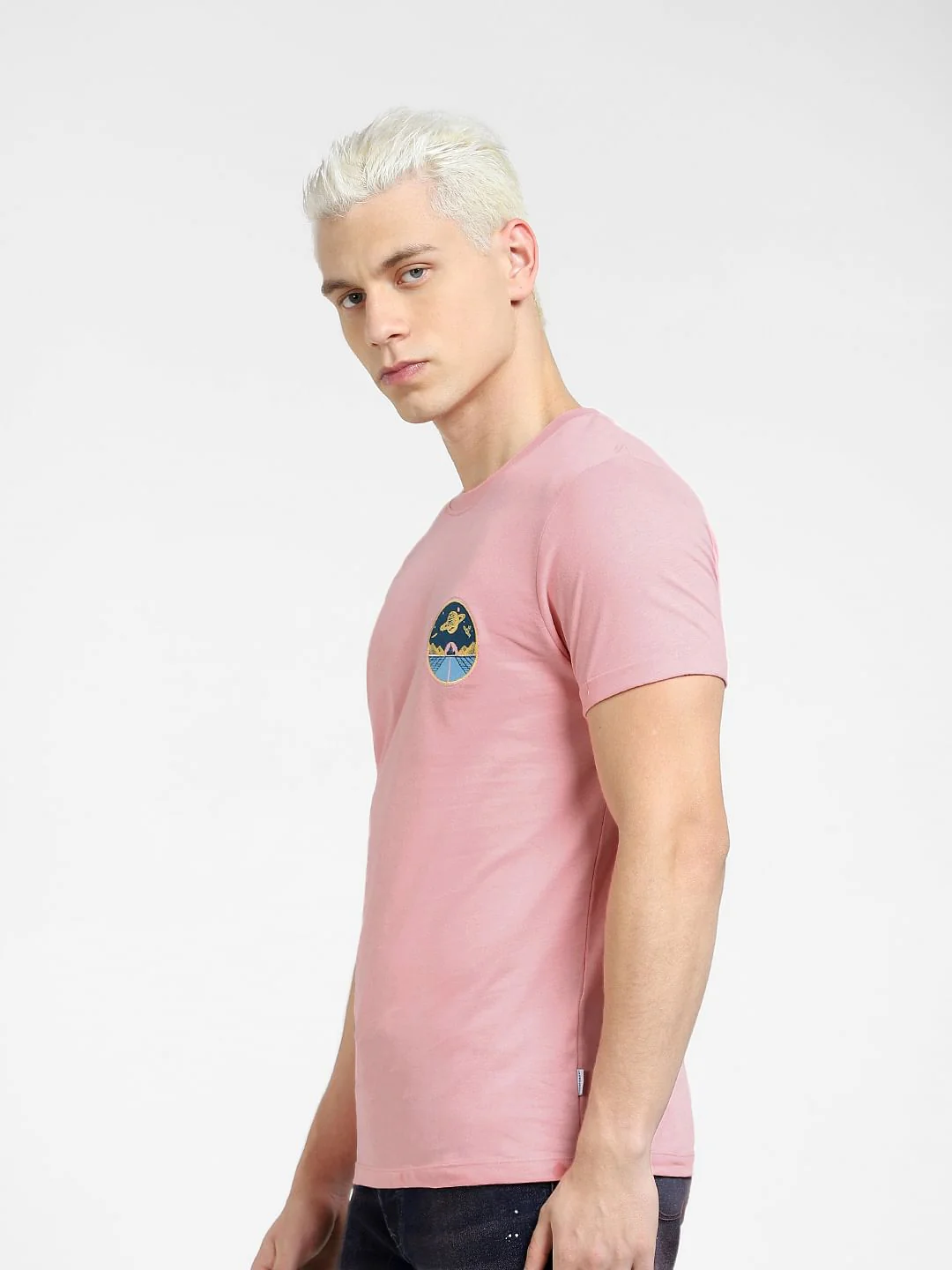 Pink Graphic Print Crew Neck T-shirt - Image 3