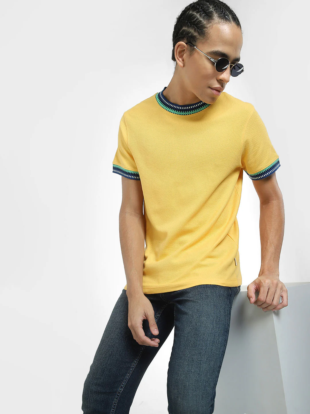 Yellow Patchwork Detail T-shirt