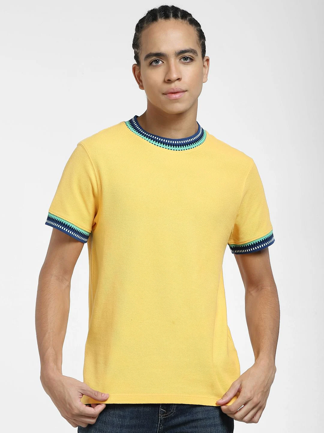 Yellow Patchwork Detail T-shirt - Image 2
