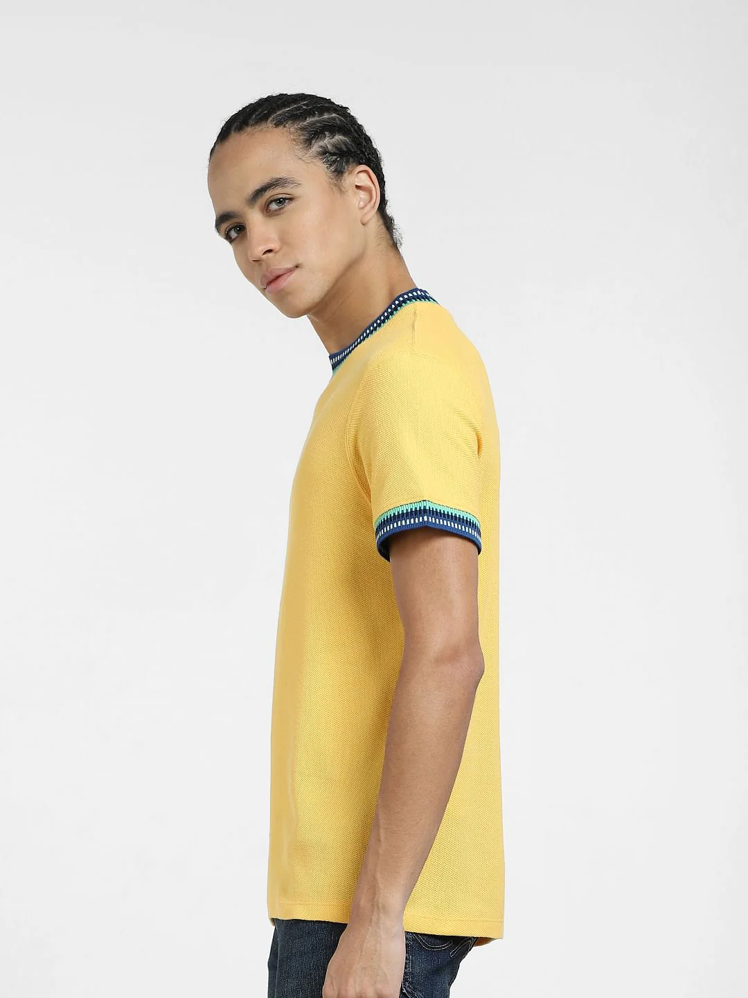 Yellow Patchwork Detail T-shirt - Image 3