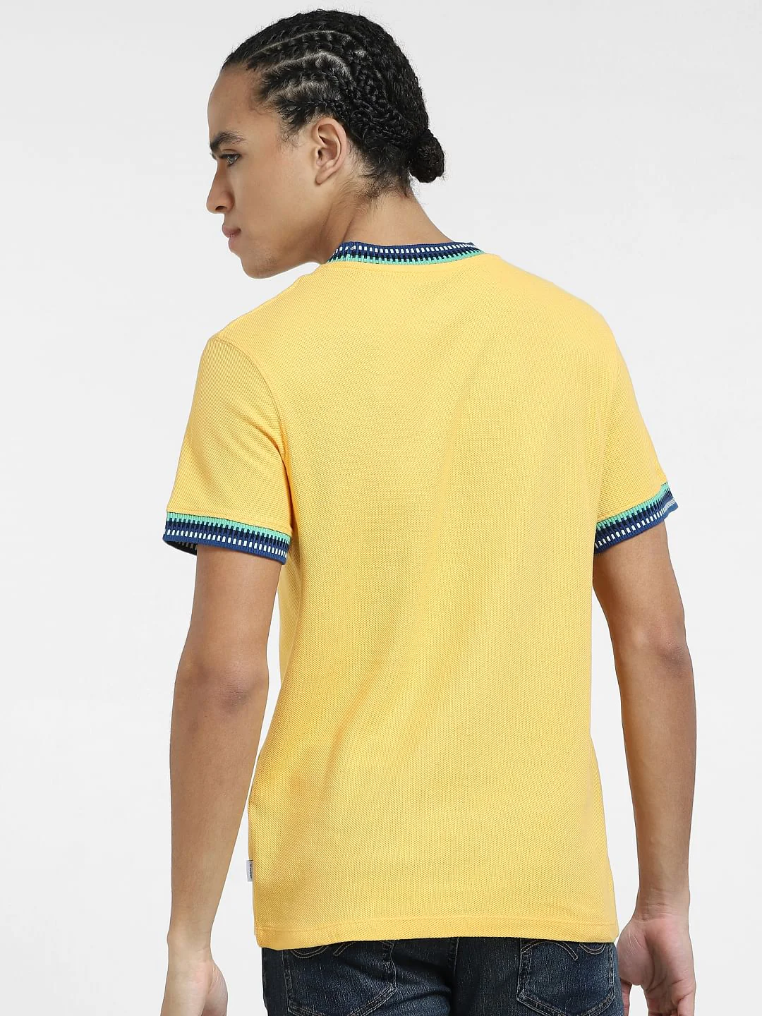 Yellow Patchwork Detail T-shirt - Image 4